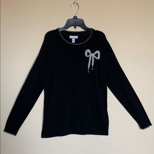 Charter club Medium black and silver bow sweater